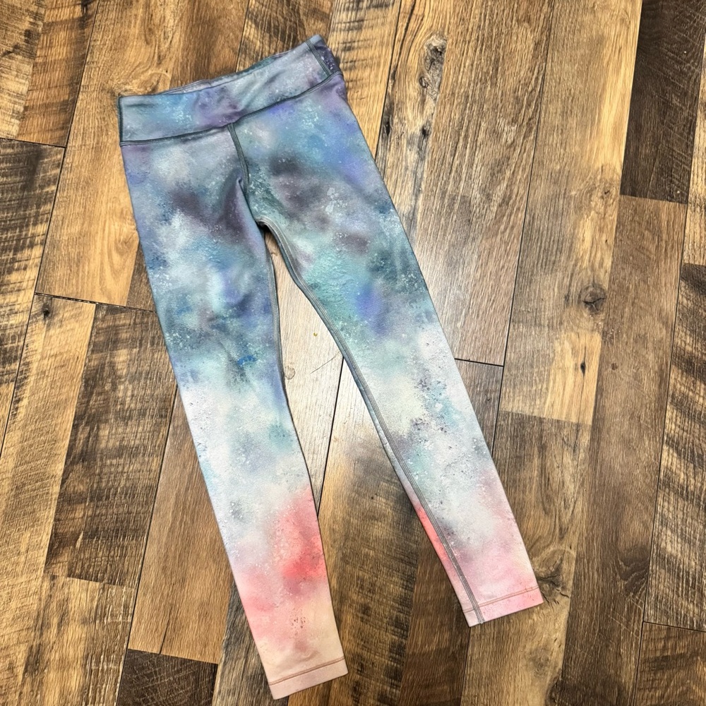 Athleta Girls' Nebula Print Leggings - Blue, Purple, Pink, Gray